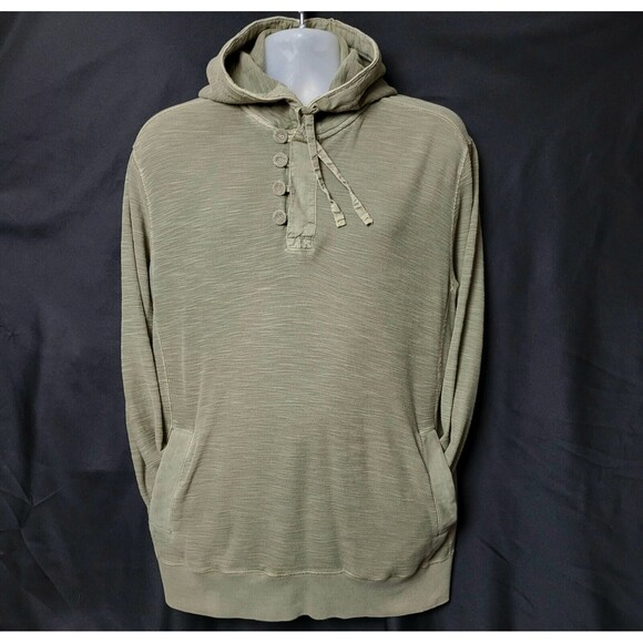 Fossil Y2K Mens Knit Hoodie Henley w Pockets Surfer Boarder Green Size L HTF VGC - Picture 4 of 16